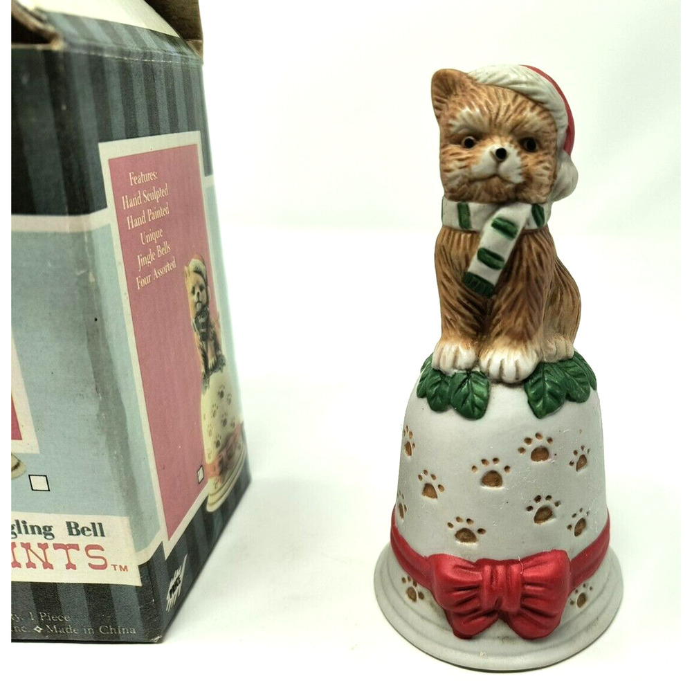 Jingle Bell Snow Prints Christmas Decoration 1994 Vintage Kitty